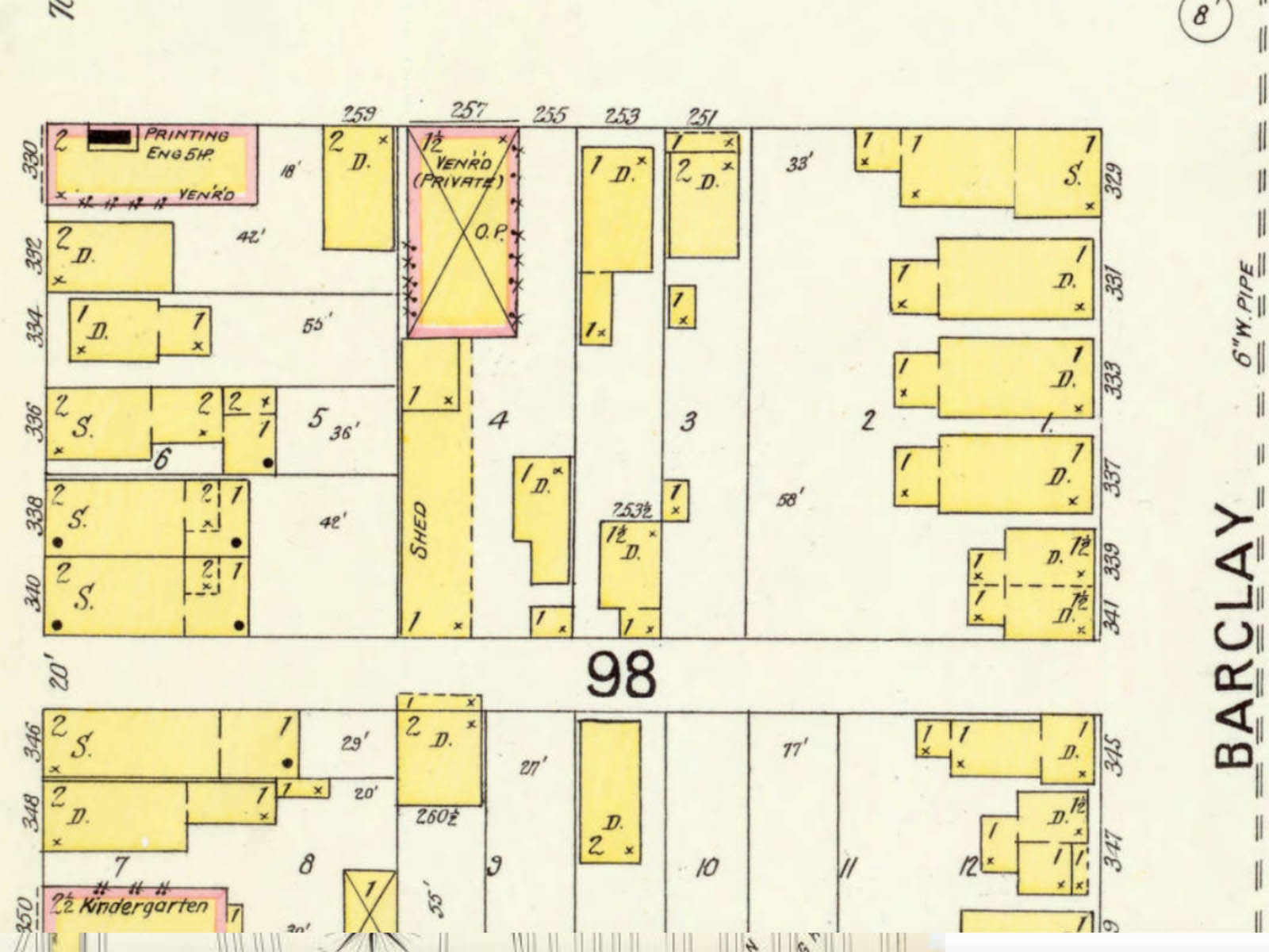 1894 Sanborn fire-insurance map of the block