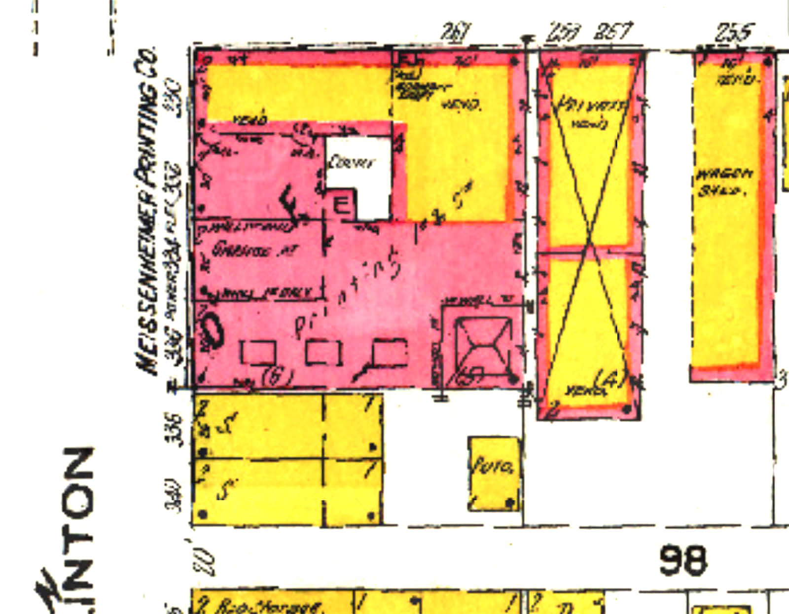 1910 Sanborn map of the block