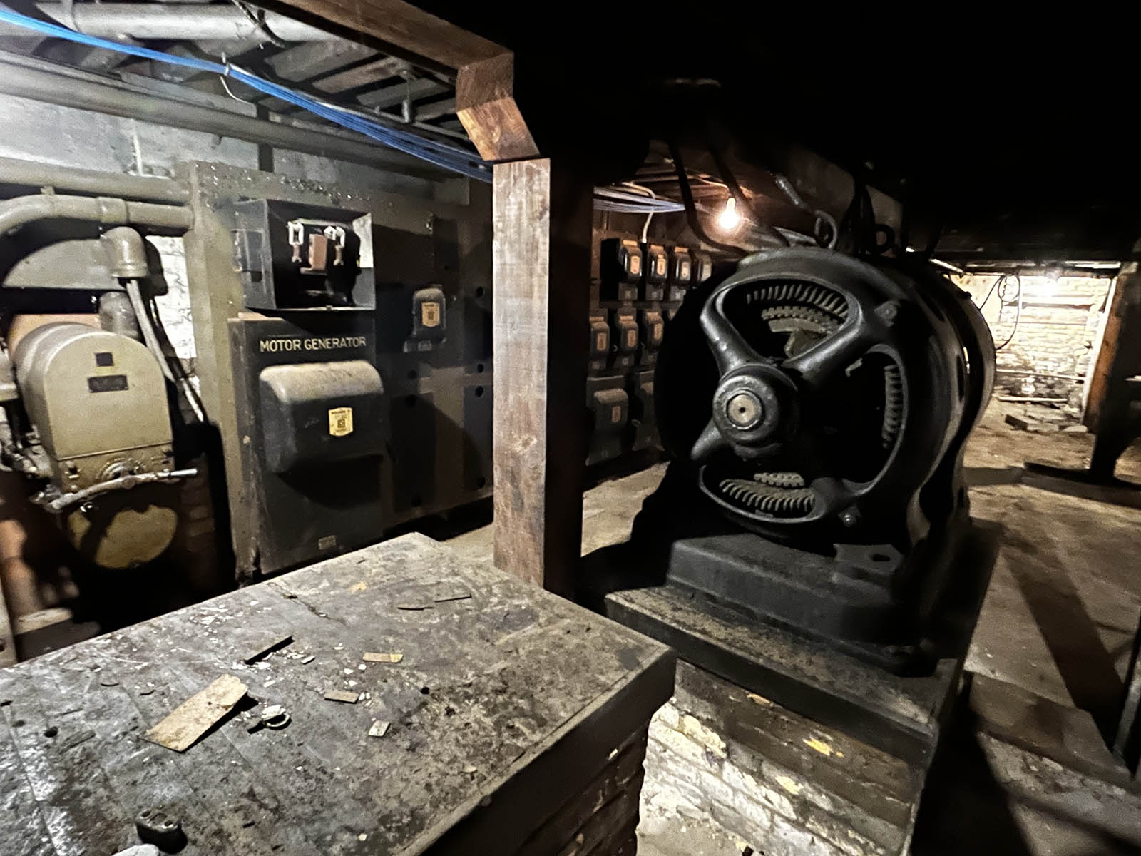The basement motor that drove the printing presses